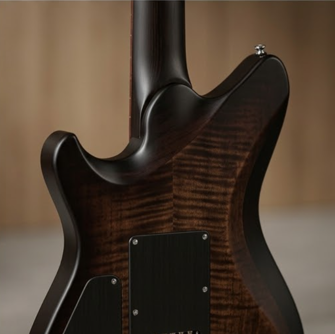 FLINNPER Elite Custom Solidbody Electric Guitar – Charcoal Burst Flamed Maple