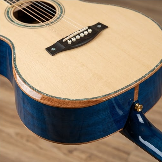 FLINNPER Aurora Echo Grand Auditorium Acoustic Guitar – Solid Spruce Top & Ocean Blue Flame Maple