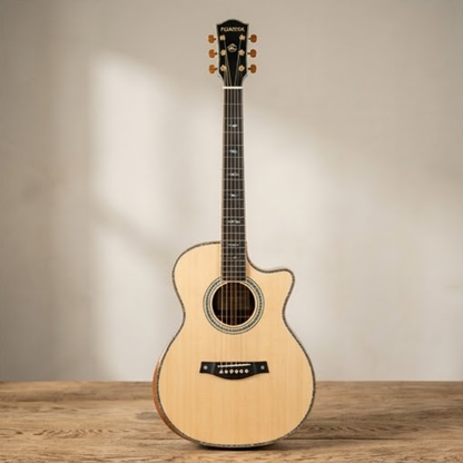 FLINNPER Aurora Echo Grand Auditorium Acoustic Guitar – Solid Spruce Top & Ocean Blue Flame Maple