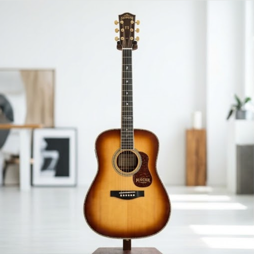 FLINNPER F1 Pro Solid Top Acoustic-Electric Guitar with Deluxe Gig Bag – Vintage Sunburst