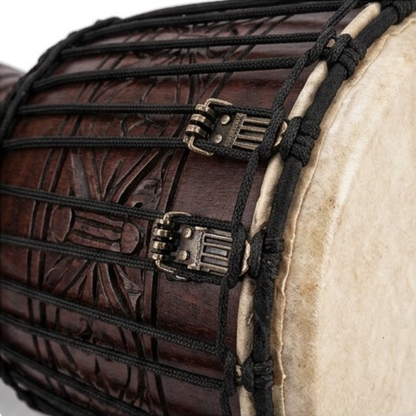 FLINNPER 10-Inch Professional Handcrafted Djembe Drum Set with Adjustable Heavy-Duty Floor Stand, Solid Mahogany Shell, Natural Leather Head, Backpack Gig Bag & Micro-Tuning Wrench