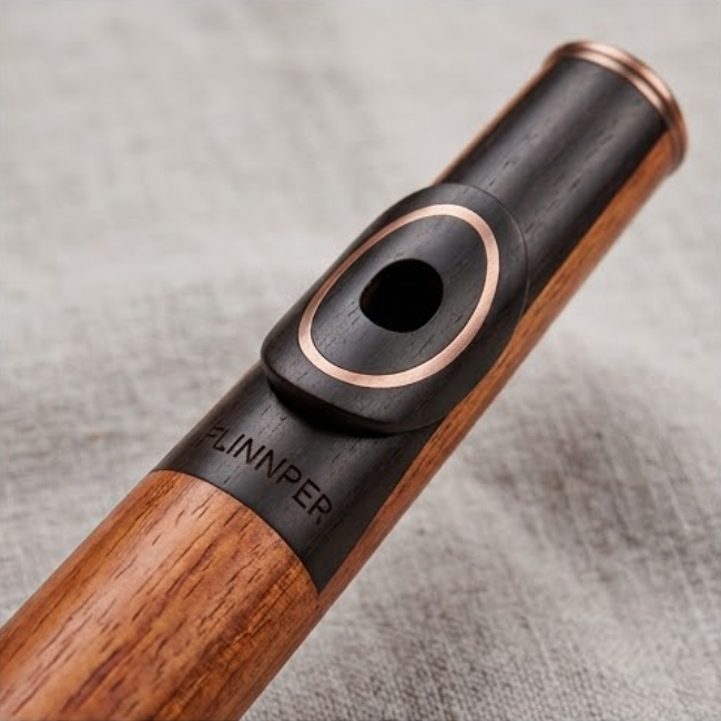 FLINNPER Virtuoso Wood & Copper Master Concert Flute – Natural Rosewood & Antique Bronze Keywork with Canvas Case