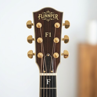 FLINNPER F1 Pro Solid Top Acoustic-Electric Guitar with Deluxe Gig Bag – Vintage Sunburst