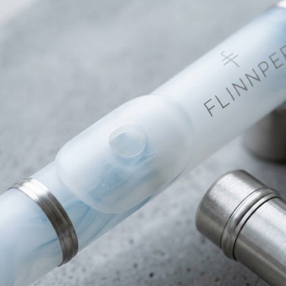 FLINNPER Arctic Frost Concert Flute – Translucent Swirl Acrylic Body & Brushed Nickel Keywork with Felt Travel Pouch