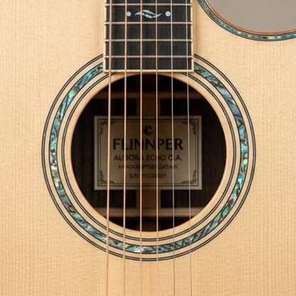 FLINNPER Aurora Echo Grand Auditorium Acoustic Guitar – Solid Spruce Top & Ocean Blue Flame Maple