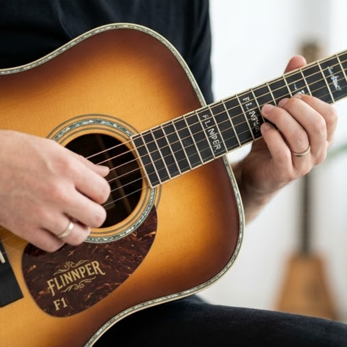 FLINNPER F1 Pro Solid Top Acoustic-Electric Guitar with Deluxe Gig Bag – Vintage Sunburst