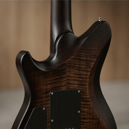 FLINNPER Elite Custom Solidbody Electric Guitar – Charcoal Burst Flamed Maple