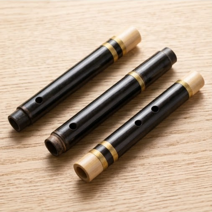 FLINNPER Imperial Ebony Black Bamboo Flute – 3-Piece Detachable Traditional Transverse Flute in Key of G with Emerald Velvet Pouch